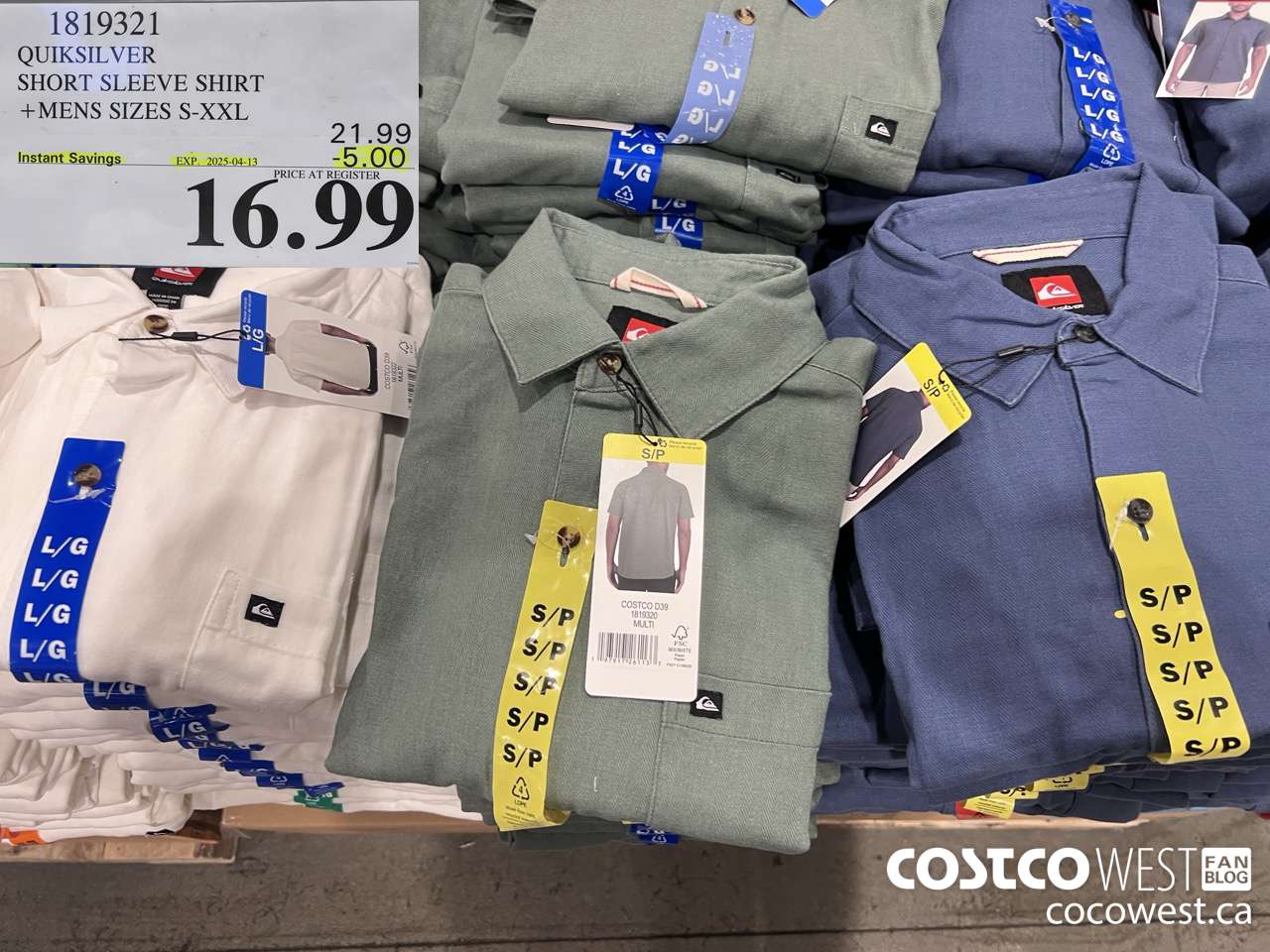 1819321 QUIKSILVER SHORT SLEEVE SHIRT MENS SIZES S-XXL ($5.00 INSTANT SAVINGS EXPIRES ON 2025-04-13) $16.99