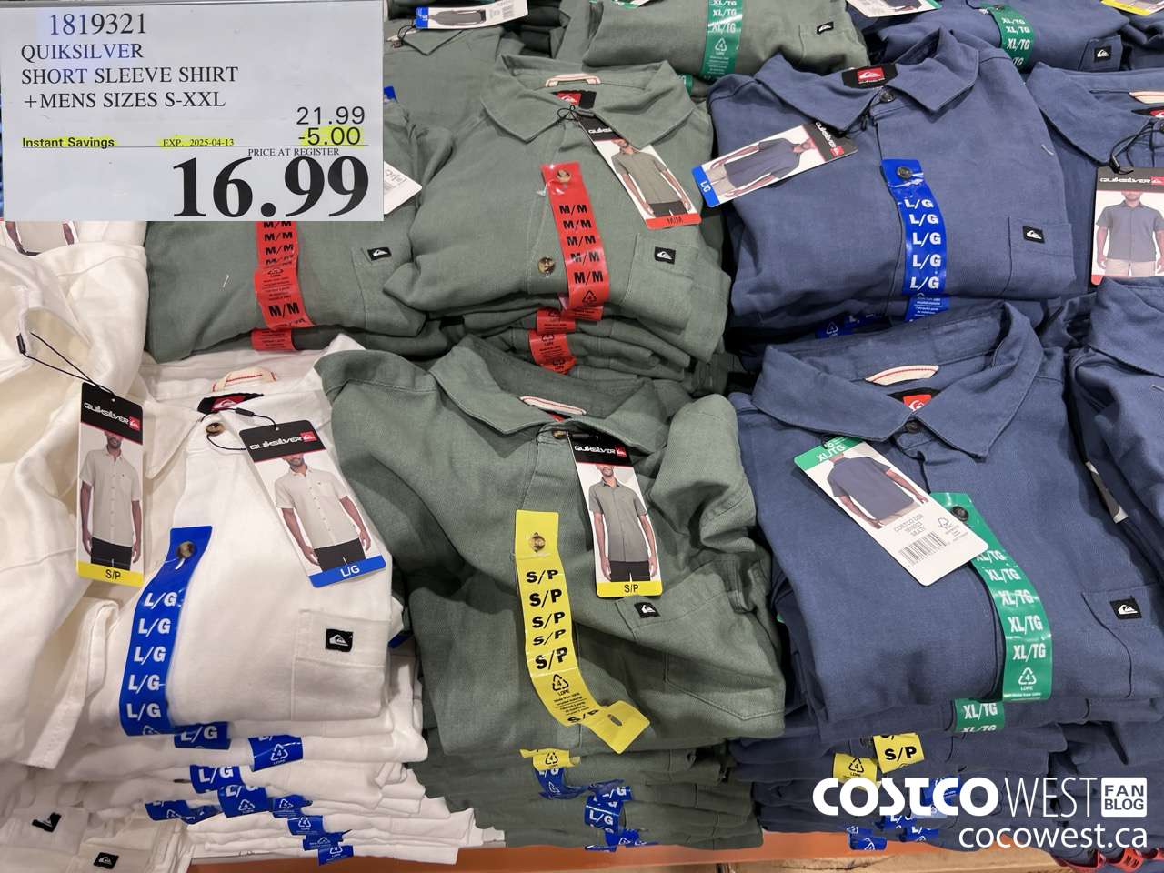 1819321 QUIKSILVER SHORT SLEEVE SHIRT MENS SIZES S-XXL ($5.00 INSTANT SAVINGS EXPIRES ON 2025-04-13) $16.99