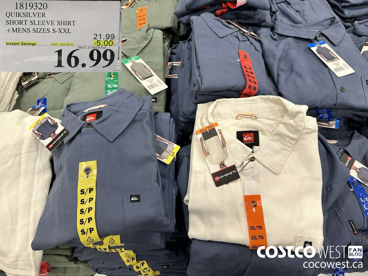 1819320 QUIKSILVER SHORT SLEEVE SHIRT MENS SIZES S-XXL ($5.00 INSTANT SAVINGS EXPIRES ON 2025-04-13) $16.99