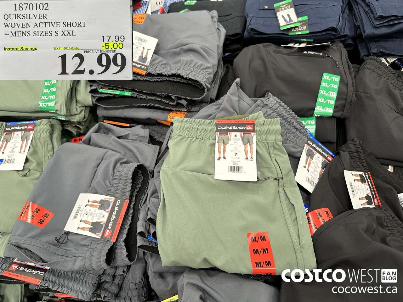 1870102 QUIKSILVER WOVEN ACTIVE SHORT MENS SIZES S-XXL ($5.00 INSTANT SAVINGS EXPIRES ON 2025-03-16) $12.99