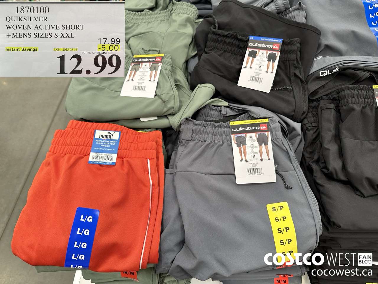 1870100 QUIKSILVER WOVEN ACTIVE SHORT MENS SIZES S-XXL ($5.00 INSTANT SAVINGS EXPIRES ON 2025-03-16) $12.99