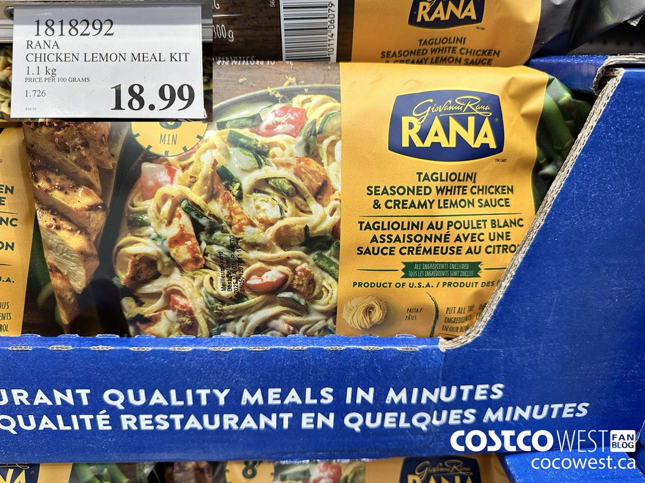 1818292 RANA CHICKEN LEMON MEAL KIT 1.1 KG $18.99