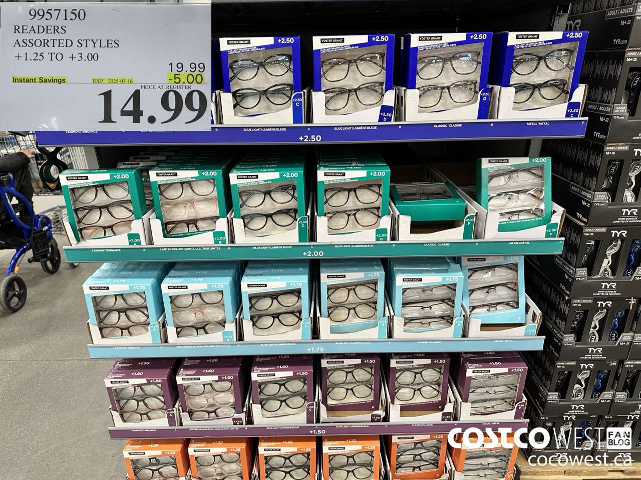 9957150 READERS ASSORTED STYLES +1.25 TO +3.00 ($5.00 INSTANT SAVINGS EXPIRES ON 2025-03-16) $14.99