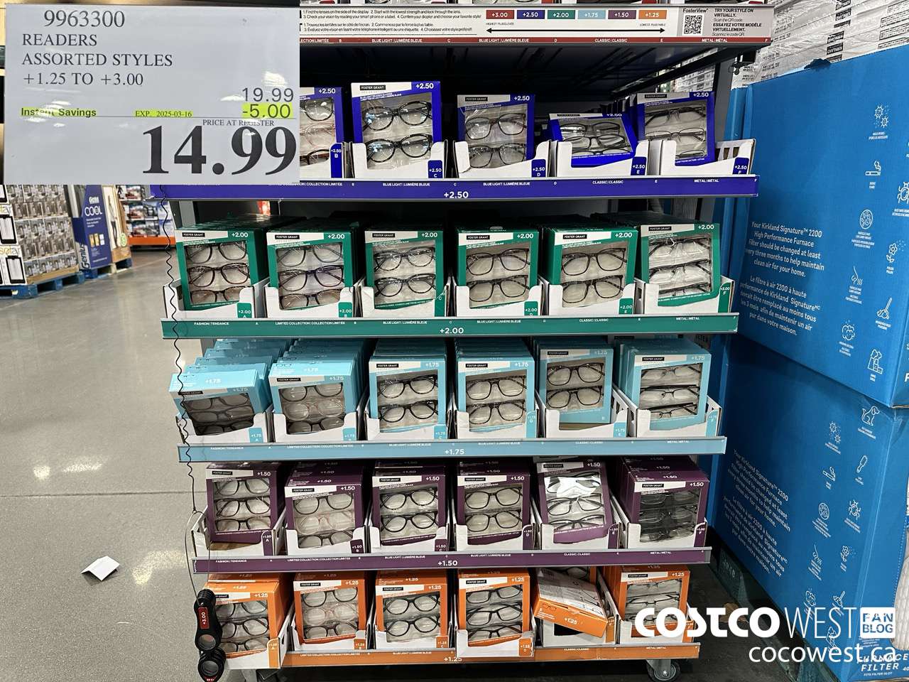 9963300 READERS ASSORTED STYLES +1.25 TO +3.00  ($5.00 INSTANT SAVINGS EXPIRES ON 2025-03-16) $14.99