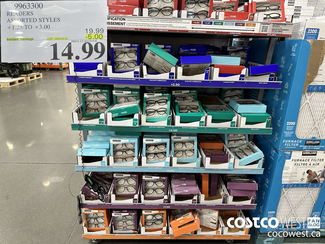 9963300 READERS ASSORTED STYLES +1.25 TO +3.00  ($5.00 INSTANT SAVINGS EXPIRES ON 2025-03-16) $14.99