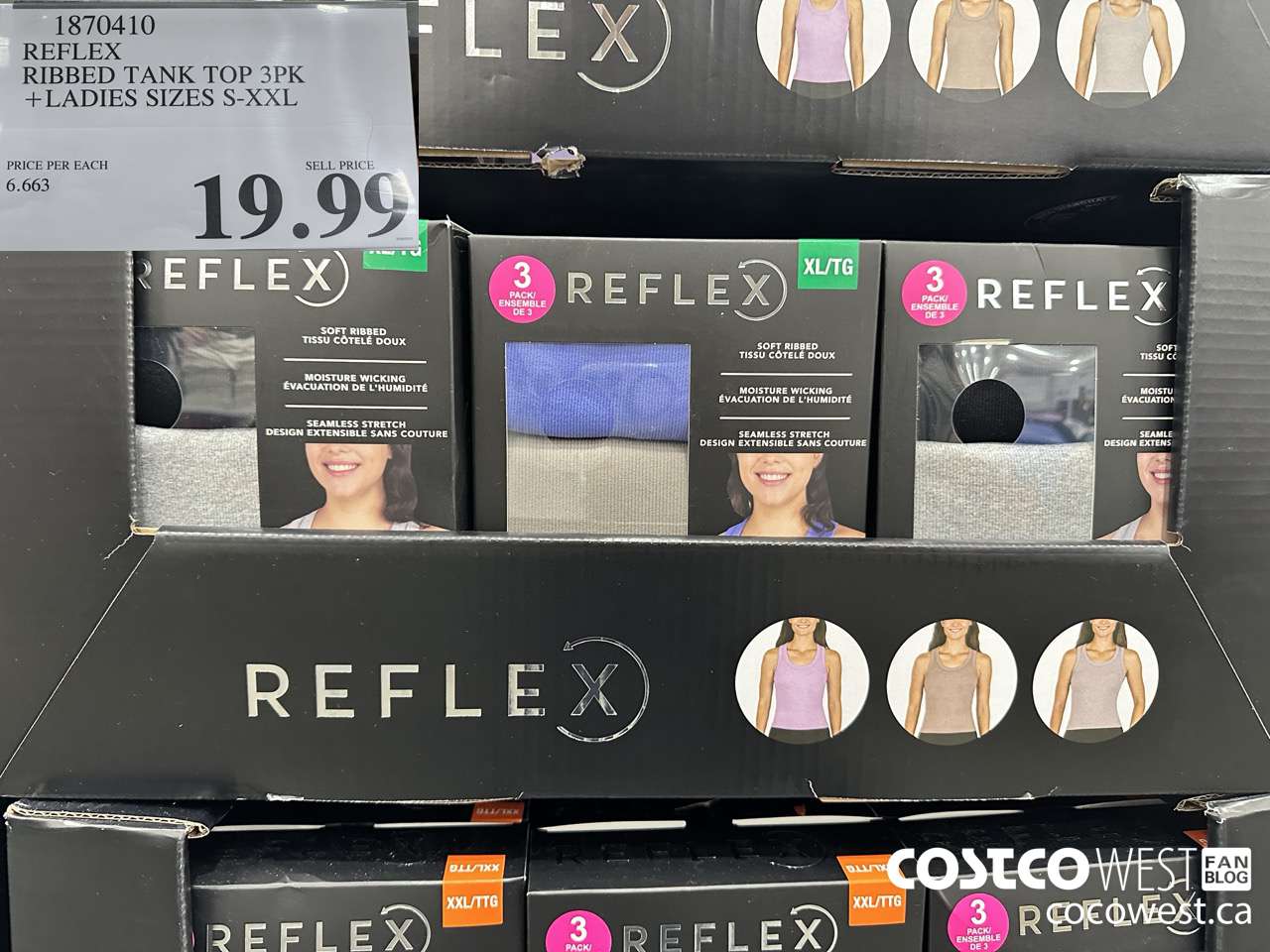 1870410 REFLEX RIBBED TANK TOP 3PK LADIES SIZES S-XXL $19.99