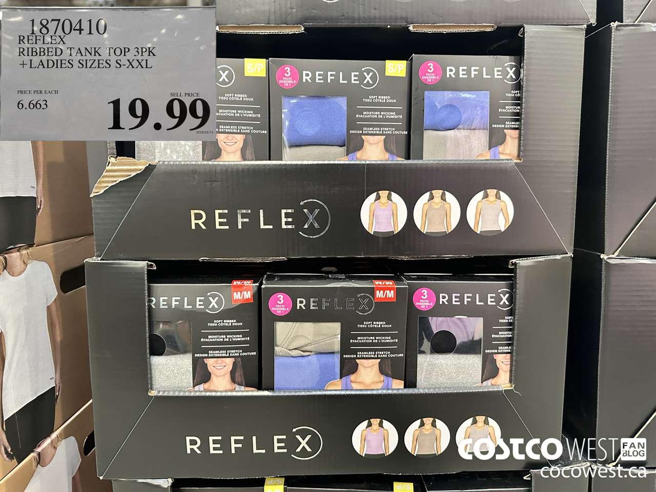 1870410 REFLEX RIBBED TANK TOP 3PK LADIES SIZES S-XXL $19.99