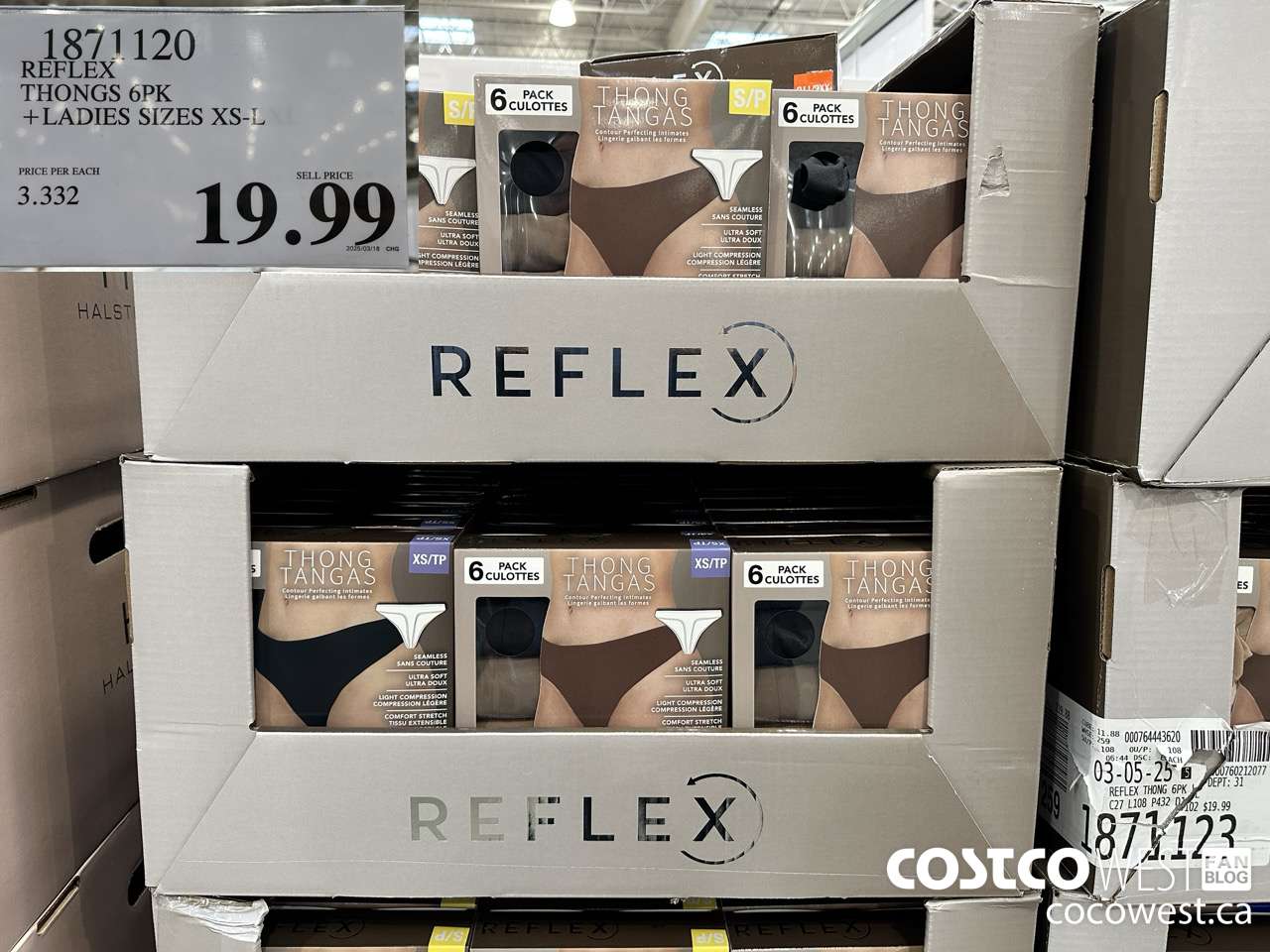 1871120 REFLEX THONGS 6PK LADIES SIZES XS-L $19.99