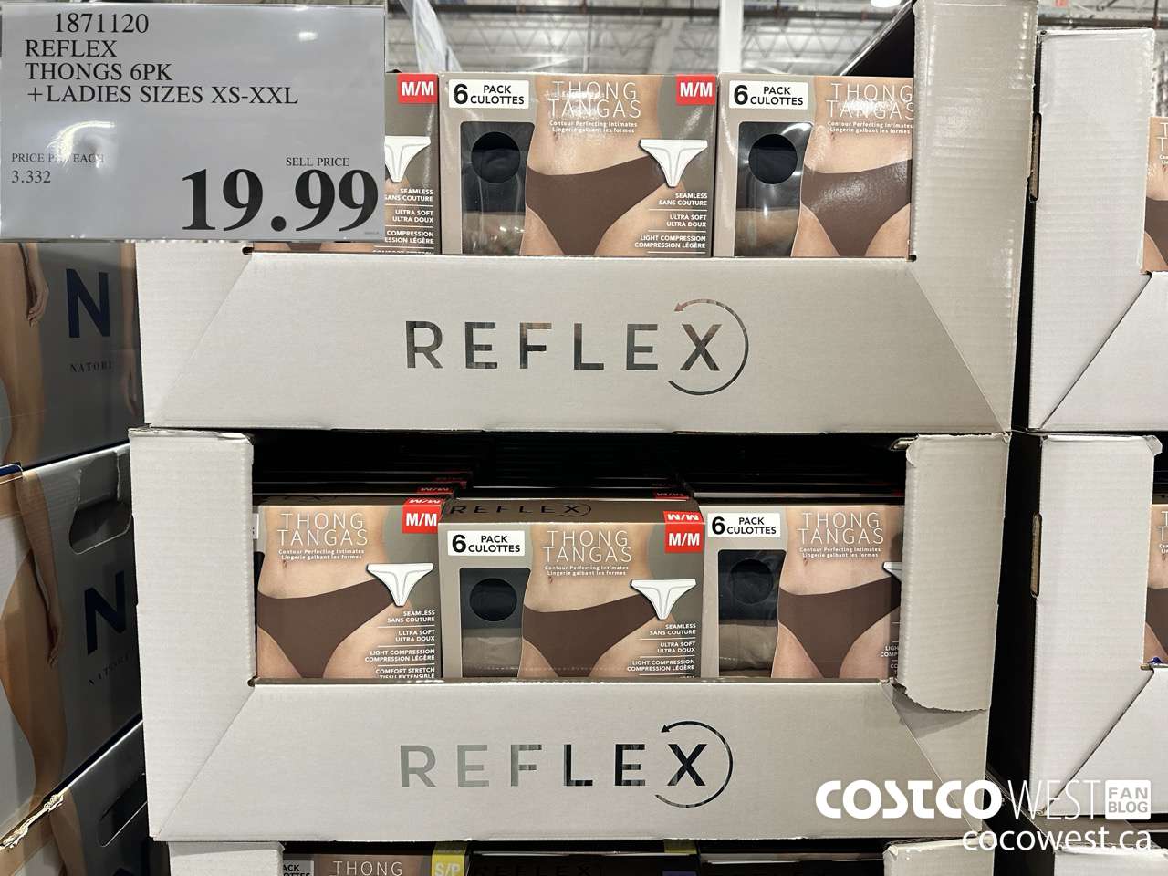 1871120 REFLEX THONGS 6PK LADIES SIZES XS-XXL $19.99