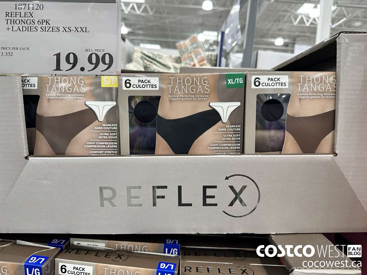 1871120 REFLEX THONGS 6PK LADIES SIZES XS-XXL $19.99