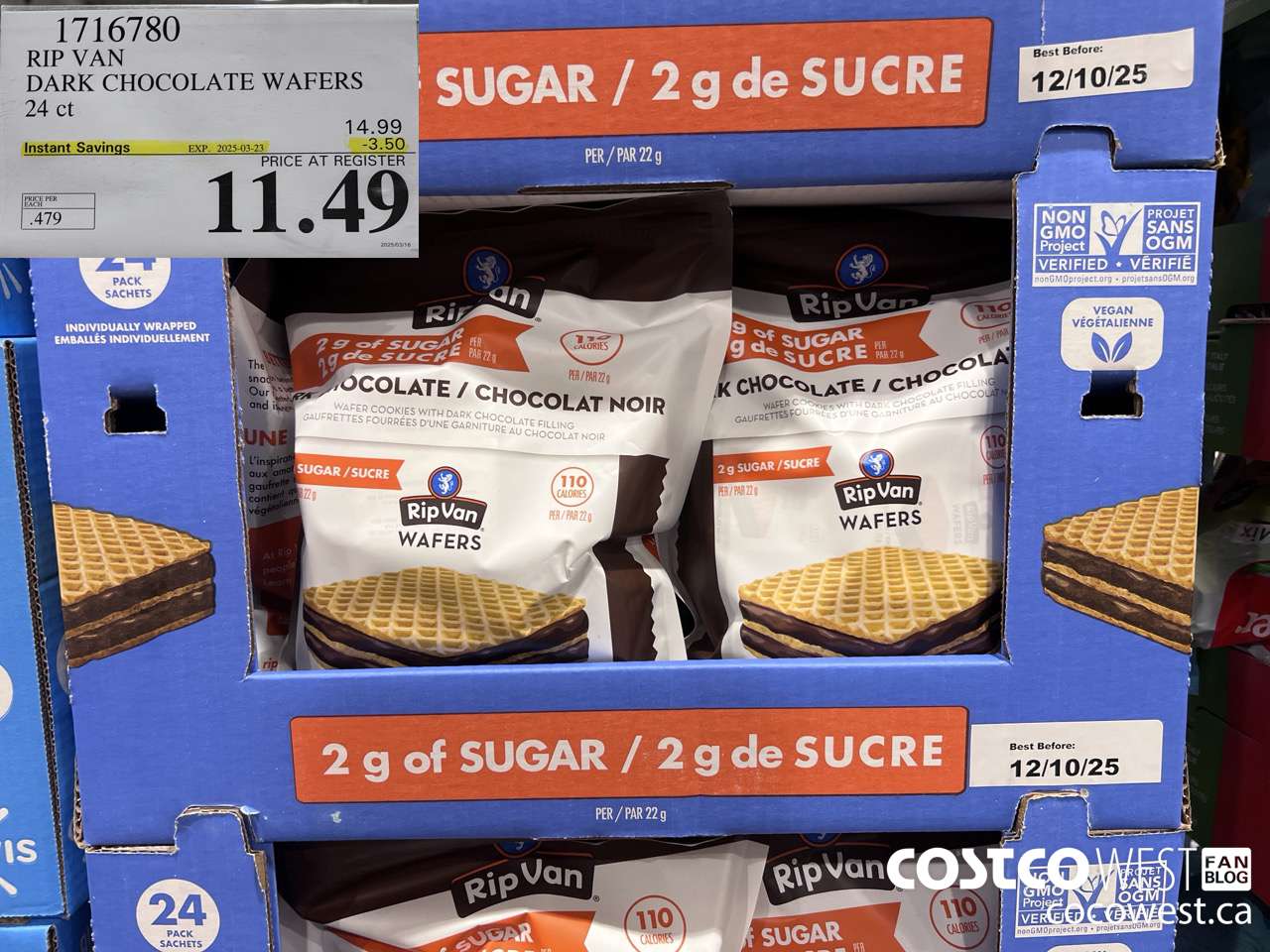 1716780 RIP VAN DARK CHOCOLATE WAFERS 24 CT ($3.50 INSTANT SAVINGS EXPIRES ON 2025-03-23) $11.49