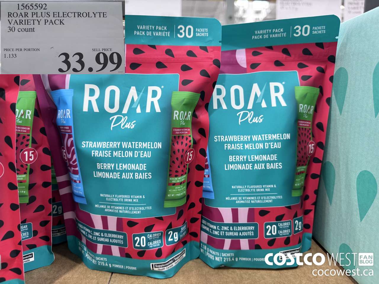 1565592 ROAR PLUS ELECTROLYTE VARIETY PACK 30 COUNT $33.99