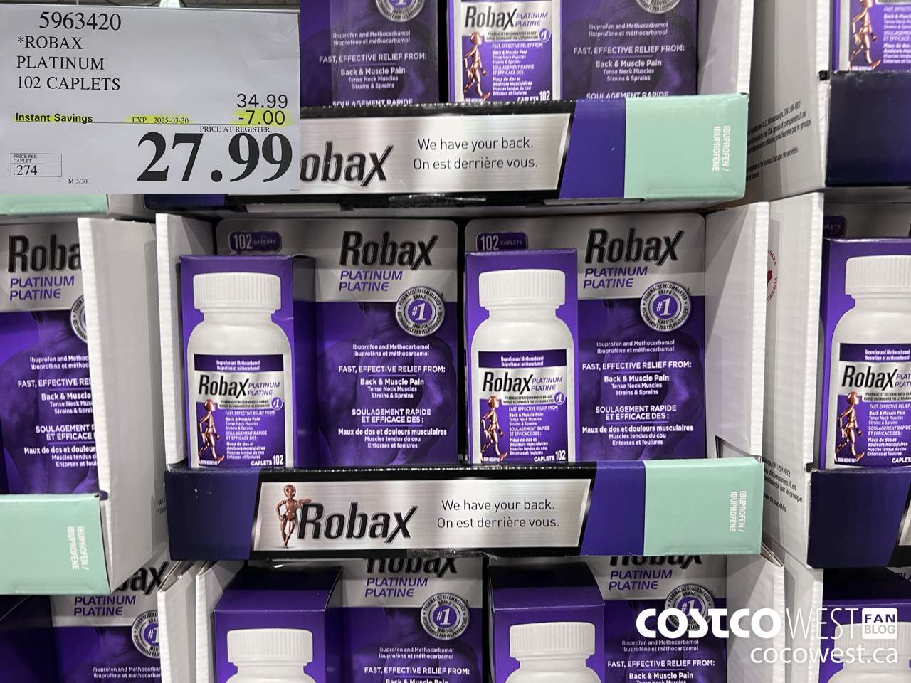 5963420 ROBAX PLATINUM 102 CAPLETS ($7.00 INSTANT SAVINGS EXPIRES ON 2025-03-30) $27.99