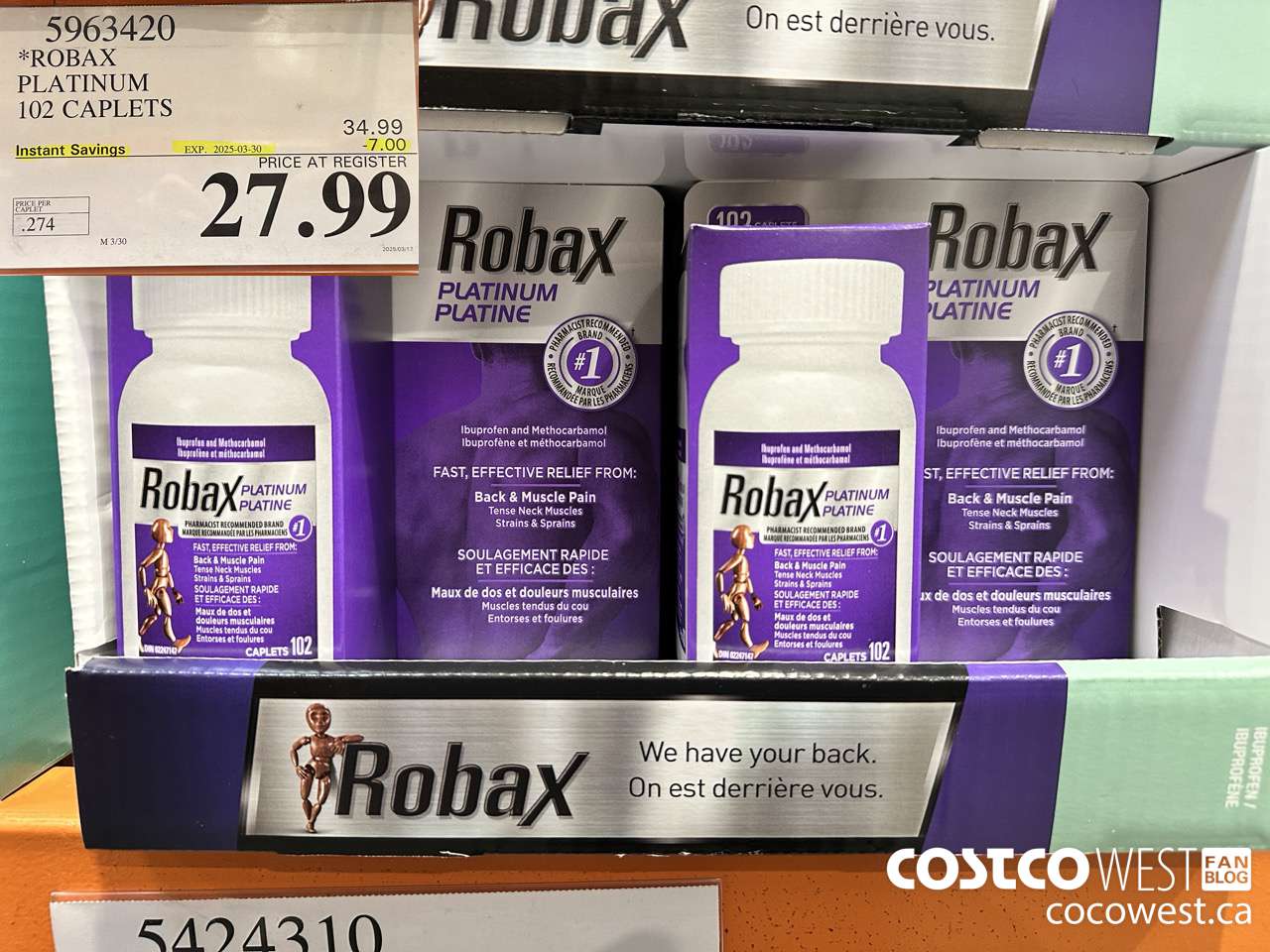 5963420 ROBAX PLATINUM 102 CAPLETS ($7.00 INSTANT SAVINGS EXPIRES ON 2025-03-30) $27.99