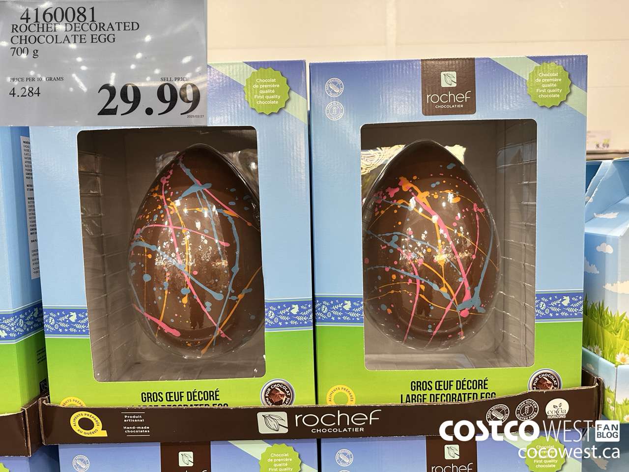 4160081 ROCHEF DECORATED CHOCOLATE EGG 700G $29.99