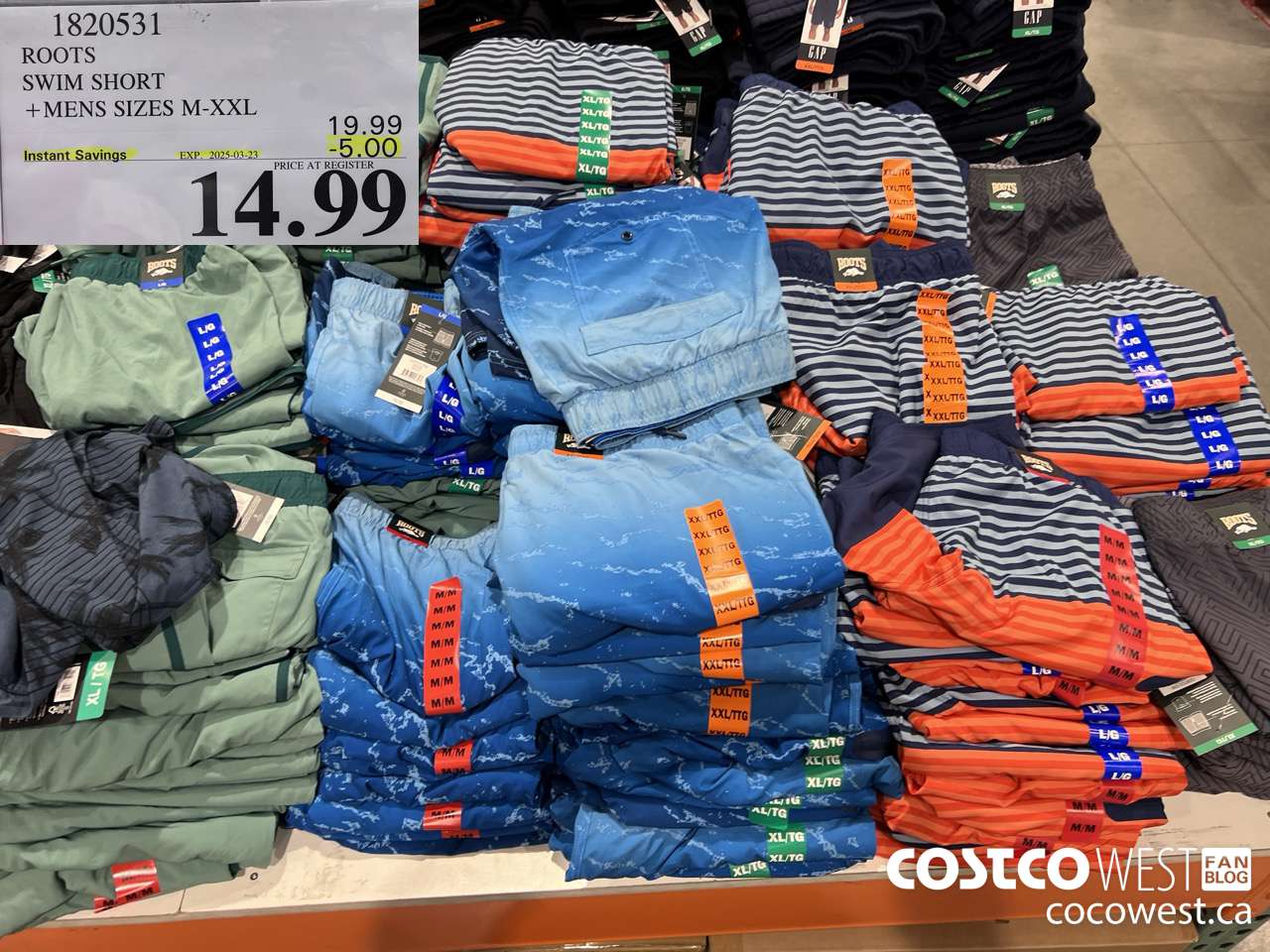 1820531 ROOTS SWIM SHORT MENS SIZES M-XXL ($5.00 INSTANT SAVINGS EXPIRES ON 2025-03-23) $14.99