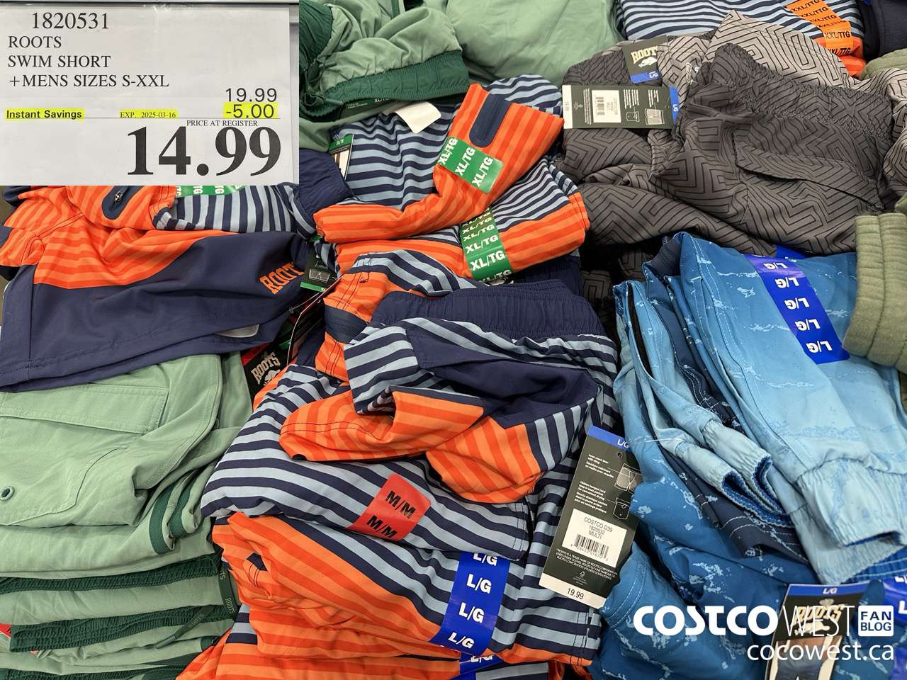 1820531 ROOTS SWIM SHORT MENS SIZES S-XXL ($5.00 INSTANT SAVINGS EXPIRES ON 2025-03-16) $14.99