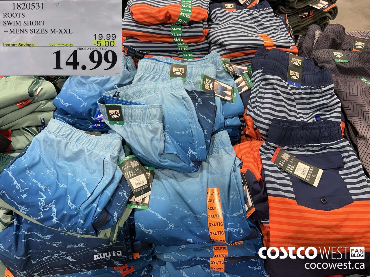 1820531 ROOTS SWIM SHORT MENS SIZES S-XXL ($5.00 INSTANT SAVINGS EXPIRES ON 2025-03-23) $14.99