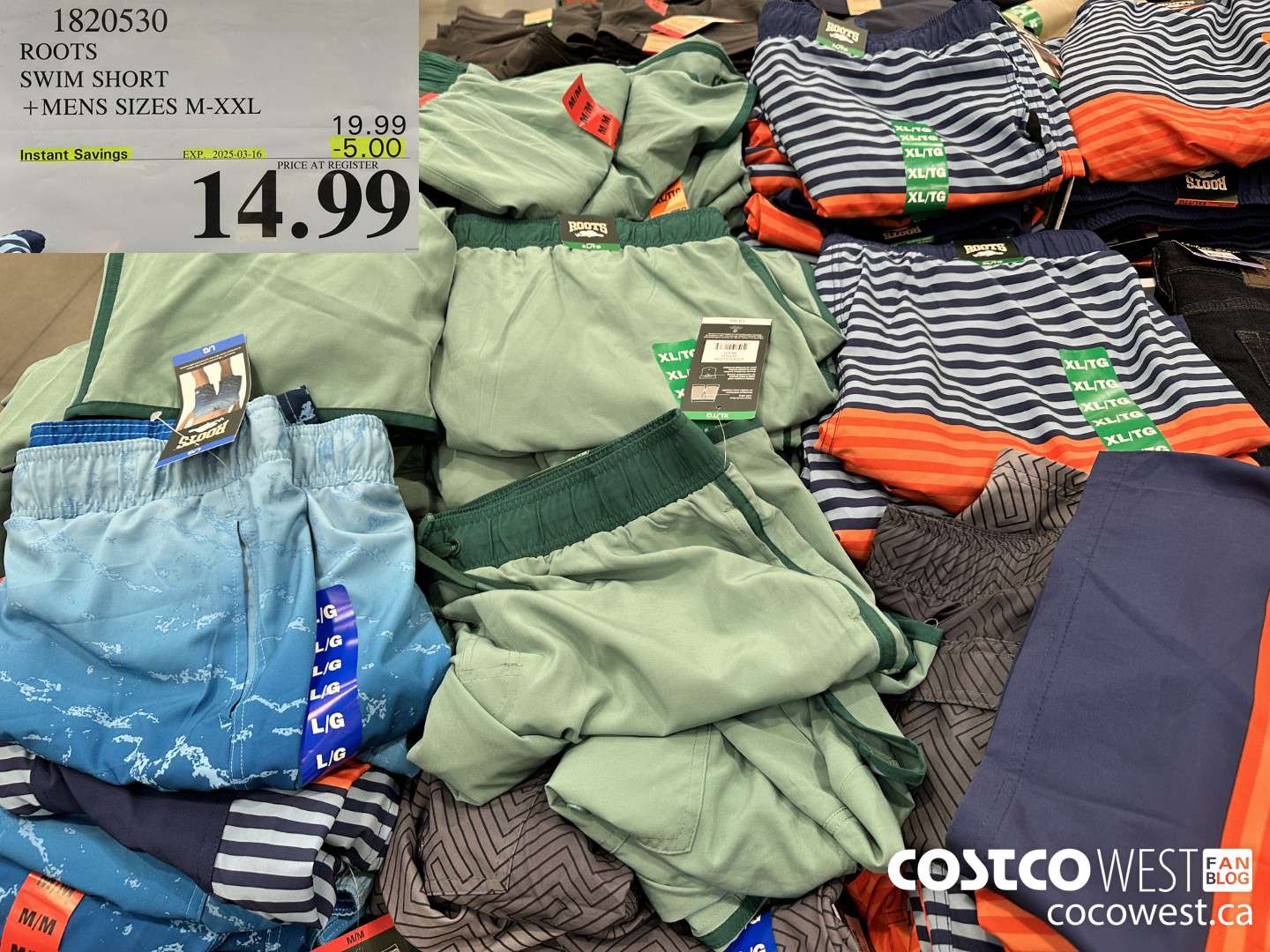 1820530 ROOTS SWIM SHORT MENS SIZES S-XXL  ($5.00 INSTANT SAVINGS EXPIRES ON 2025-03-16) $14.99