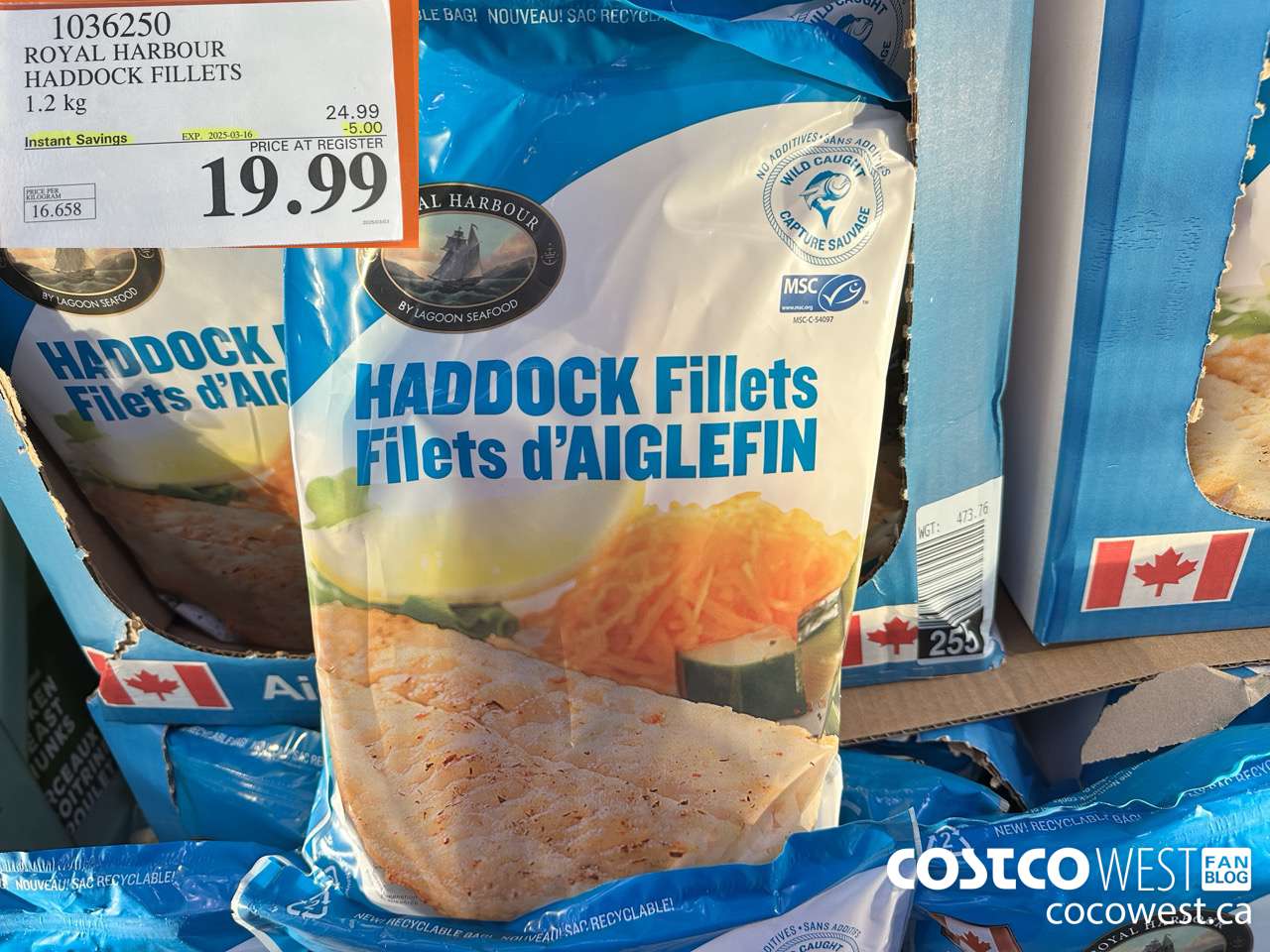 1036250 ROYAL HARBOUR HADDOCK FILLETS 1.2 kg ($5.00 INSTANT SAVINGS EXPIRES ON 2025-03-16) $19.99