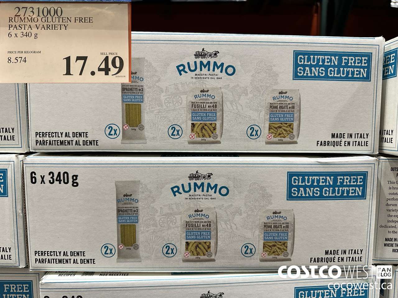 2731000 RUMMO GLUTEN FREE PASTA VARIETY 6 X 340G $17.49