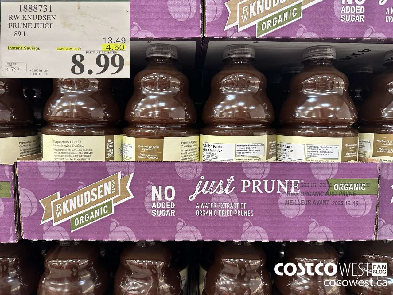 1888731 RW KNUDSEN PRUNE JUICE 1.89L ($4.50 INSTANT SAVINGS EXPIRES ON 2025-03-23) $8.99