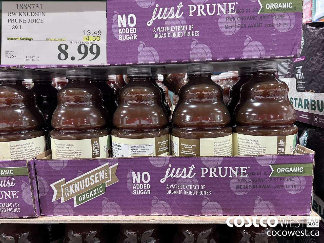 1888731 RW KNUDSEN PRUNE JUICE 1.89L ($4.50 INSTANT SAVINGS EXPIRES ON 2025-03-23) $8.99