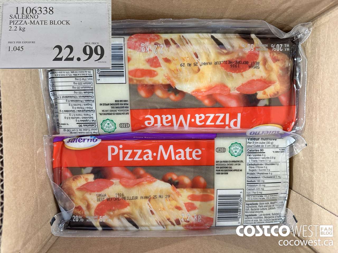 1106338 SALERNO PIZZA-MATE BLOCK 2.2KG $22.99