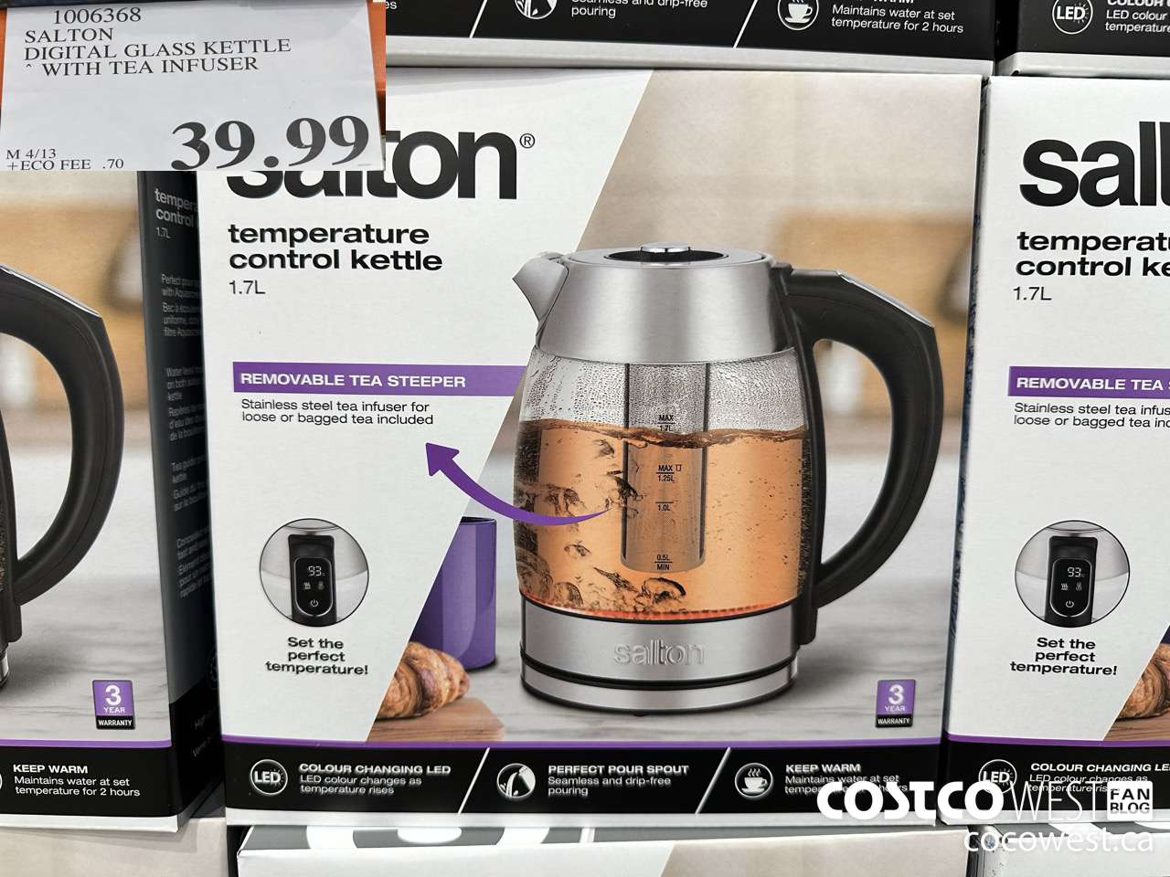 1006368 SALTON DIGITAL GLASS KETTLE WITH TEA INFUSER $39.99