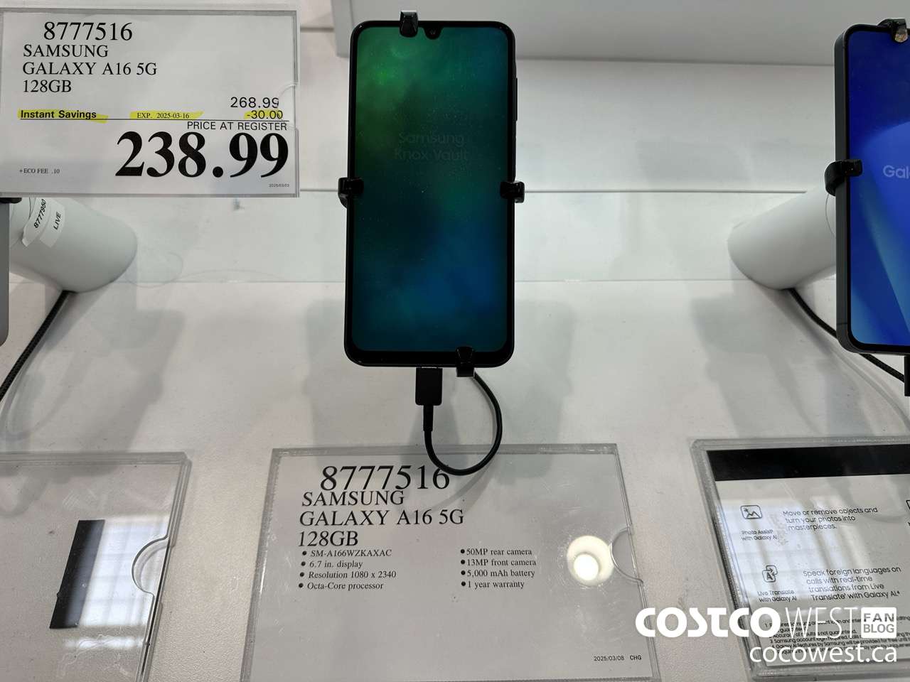 8777516 SAMSUNG GALAXY A16 5G 128GB ($30.00 INSTANT SAVINGS EXPIRES ON 2025-03-16) $238.99