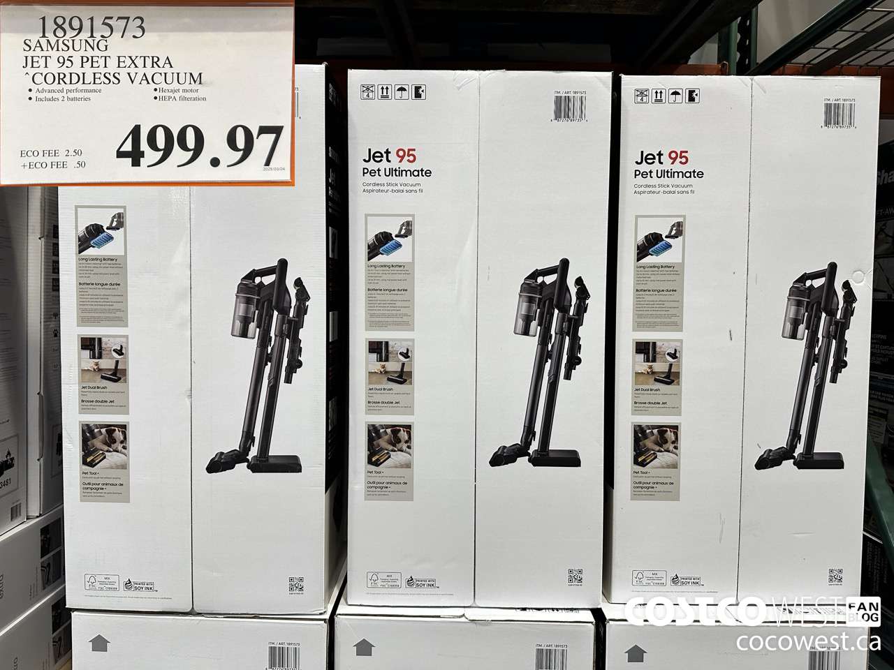 1891573 SAMSUNG JET 95 PET EXTRA STICK VACUUM $499.97