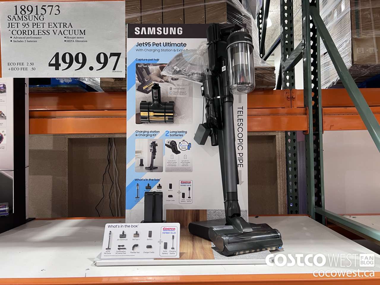 1891573 SAMSUNG JET 95 PET EXTRA STICK VACUUM $499.97