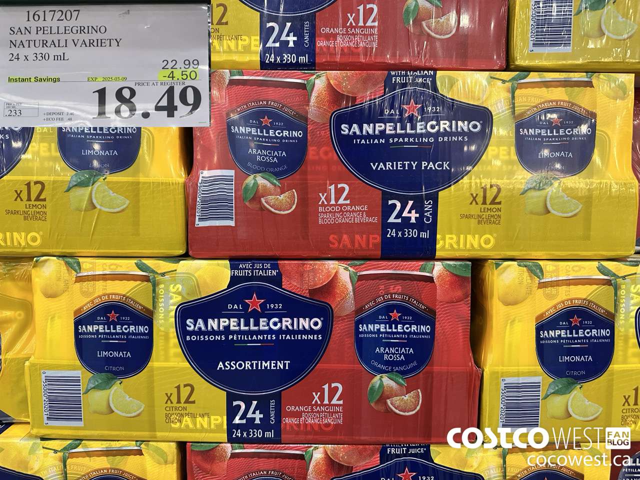 1617207 SAN PELLEGRINO NATURALI VARIETY 24 x 330 mL ($4.50 INSTANT SAVINGS EXPIRES ON 2025-03-09) $18.49