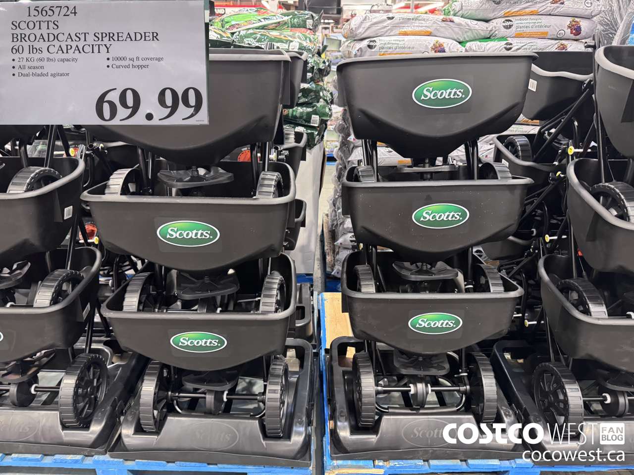 1565724 SCOTTS BROADCAST SPREADER 60LBS CAPACITY $69.99