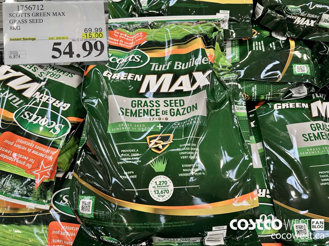 1756712 SCOTTS GREEN MAX GRASS SEED 8KG ($15.00 INSTANT SAVINGS EXPIRES ON 2025-04-13) $54.99