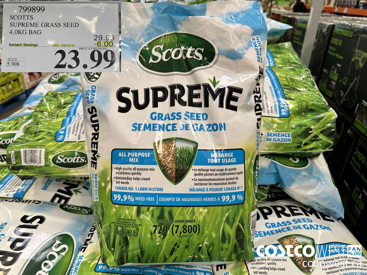 799899 SCOTTS SUPREME GRASS SEED 4.0 KG BAG ($6.00 INSTANT SAVINGS EXPIRES ON 2025-03-23) $23.99