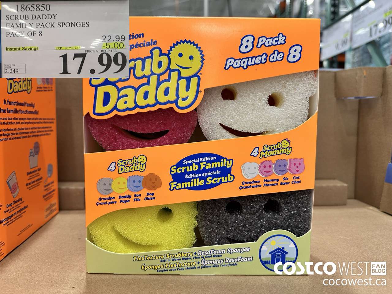 1865850 SCRUB DADDY FAMILY PACK SPONGES PACK OF 8 ($5.00 INSTANT SAVINGS EXPIRES ON 2025-03-16) $17.99