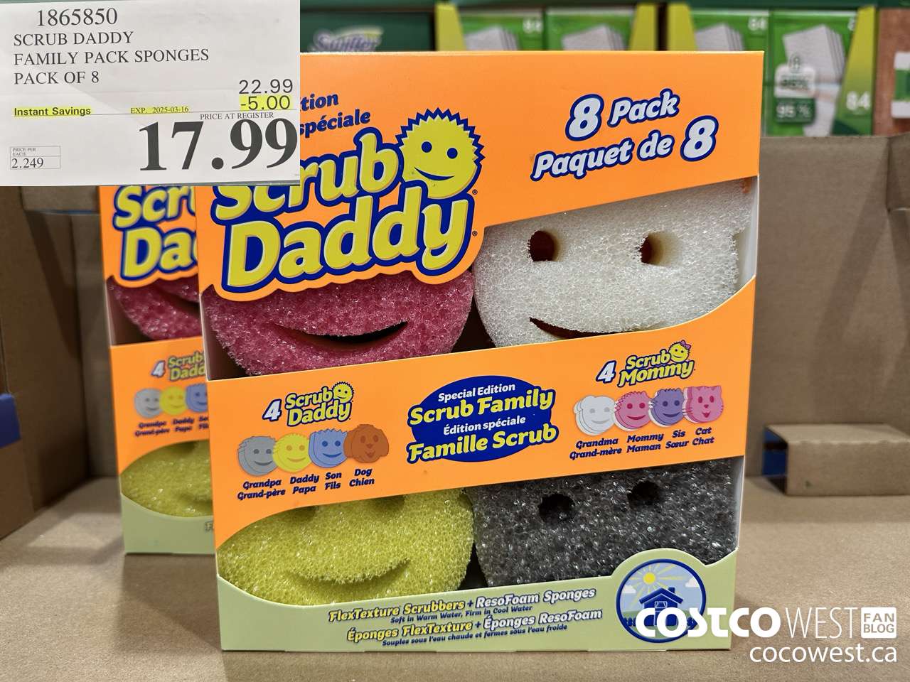 1865850 SCRUB DADDY FAMILY PACK SPONGES PACK OF 8 ($5.00 INSTANT SAVINGS EXPIRES ON 2025-03-16) $17.99