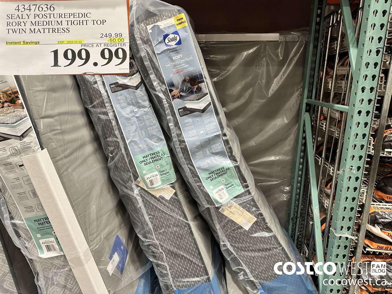 4347636 SEALY POSTUREPEDIC RORY MEDIUM TIGHT TOP TWIN MATTRESS ($50.00 INSTANT SAVINGS EXPIRES ON 2025-03-02) $199.99