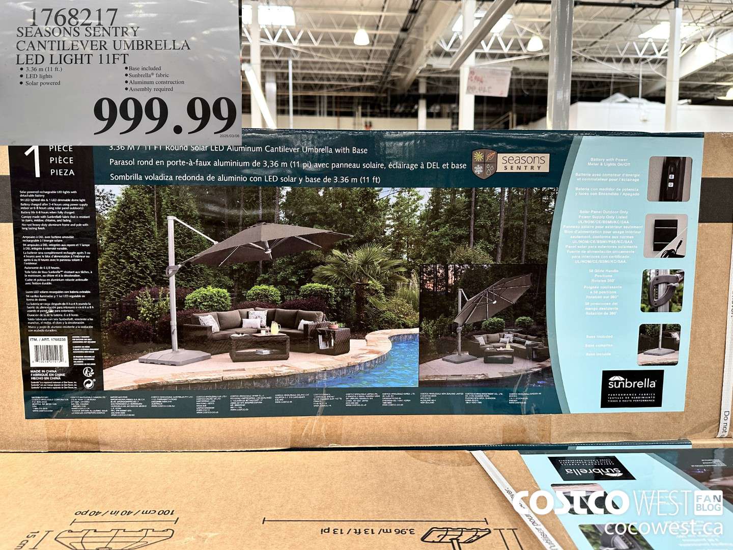 1768217 SEASONS SENTRY CANTILEVER UMBRELLA LED LIGHT 11ft $999.99