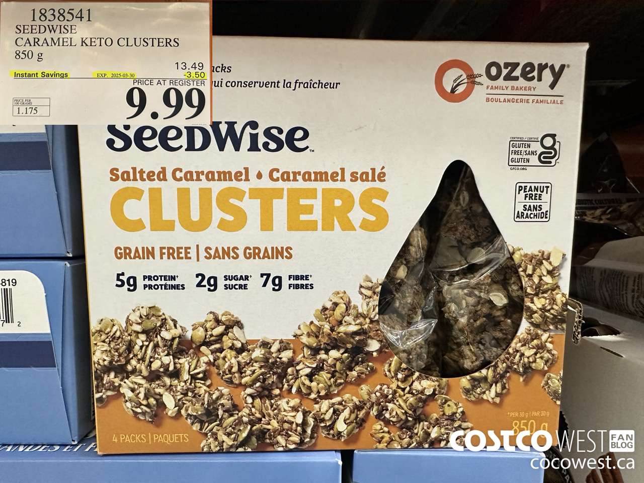 1838541 SEEDWISE CARAMEL KETO CLUSTERS 850G ($3.50 INSTANT SAVINGS EXPIRES ON 2025-03-30) $9.99