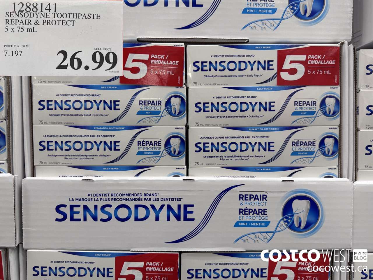 1288141 SENSODYNE TOOTHPASTE REPAIR & PROTECT 5 X 75ML $26.99