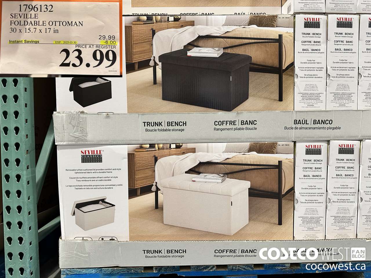 1796132 SEVILLE FOLDABLE OTTOMAN 30 x 15.7 x 17 in ($6.00 INSTANT SAVINGS EXPIRES ON 2025-03-30) $23.99