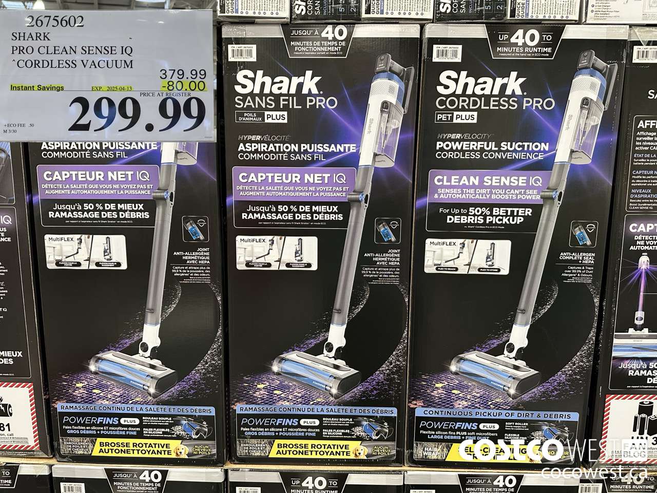 2675602 SHARK PRO CLEAN SENSE IQ CORDLESS VACUUM ($80.00 INSTANT SAVINGS EXPIRES ON 2025-04-13) $299.99