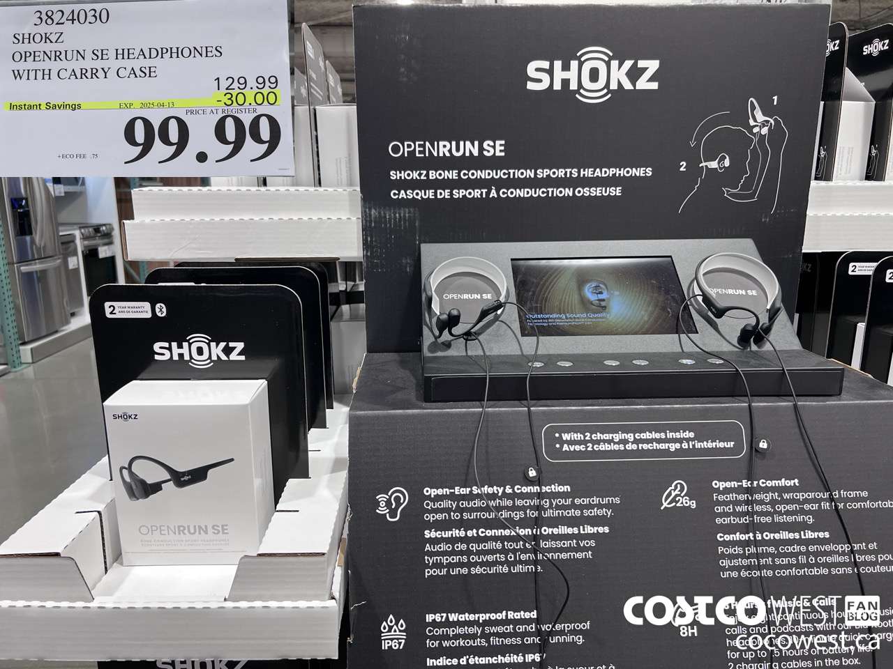 3824030 SHOKZ OPENRUN SE HEADPHONES WITH CARRY CASE ($30.00 INSTANT SAVINGS EXPIRES ON 2025-04-13) $99.99