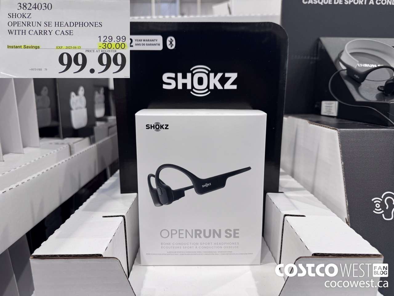 3824030 SHOKZ OPENRUN SE HEADPHONES WITH CARRY CASE ($30.00 INSTANT SAVINGS EXPIRES ON 2025-04-13) $99.99