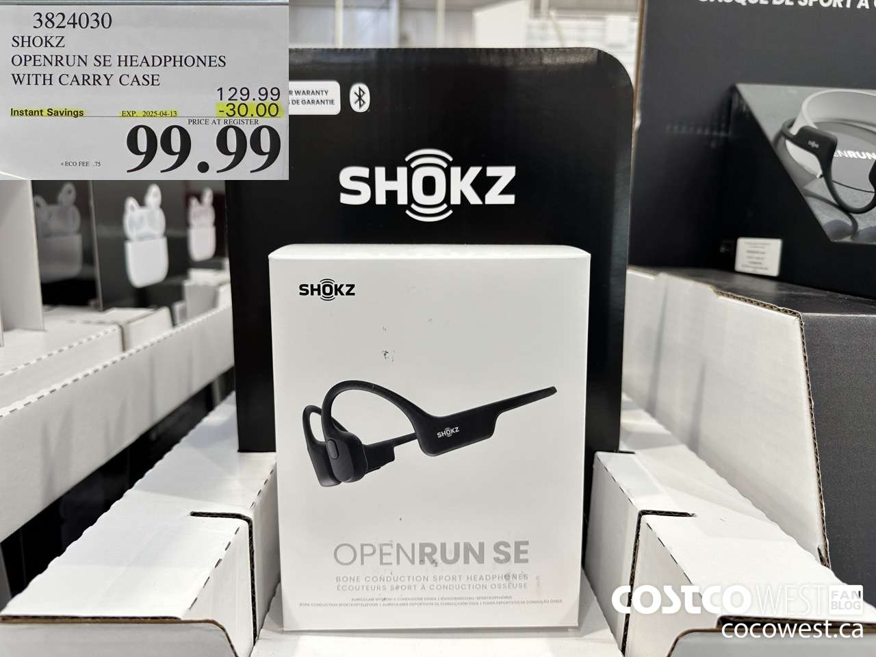 3824030 SHOKZ OPENRUN SE HEADPHONES WITH CARRY CASE ($30.00 INSTANT SAVINGS EXPIRES ON 2025-04-13) $99.99