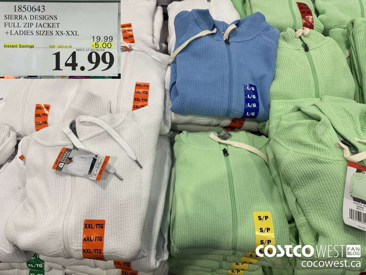 1850643 SIERRA DESIGNS FULL ZIP JACKET LADIES SIZES XS-XL ($5.00 INSTANT SAVINGS EXPIRES ON 2025-03-30) $14.99