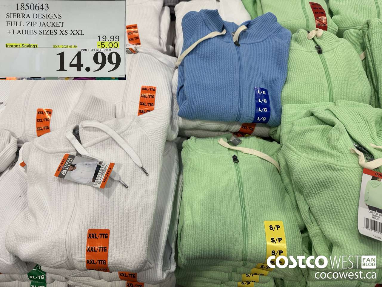 1850643 SIERRA DESIGNS FULL ZIP JACKET LADIES SIZES XS-XL ($5.00 INSTANT SAVINGS EXPIRES ON 2025-03-30) $14.99