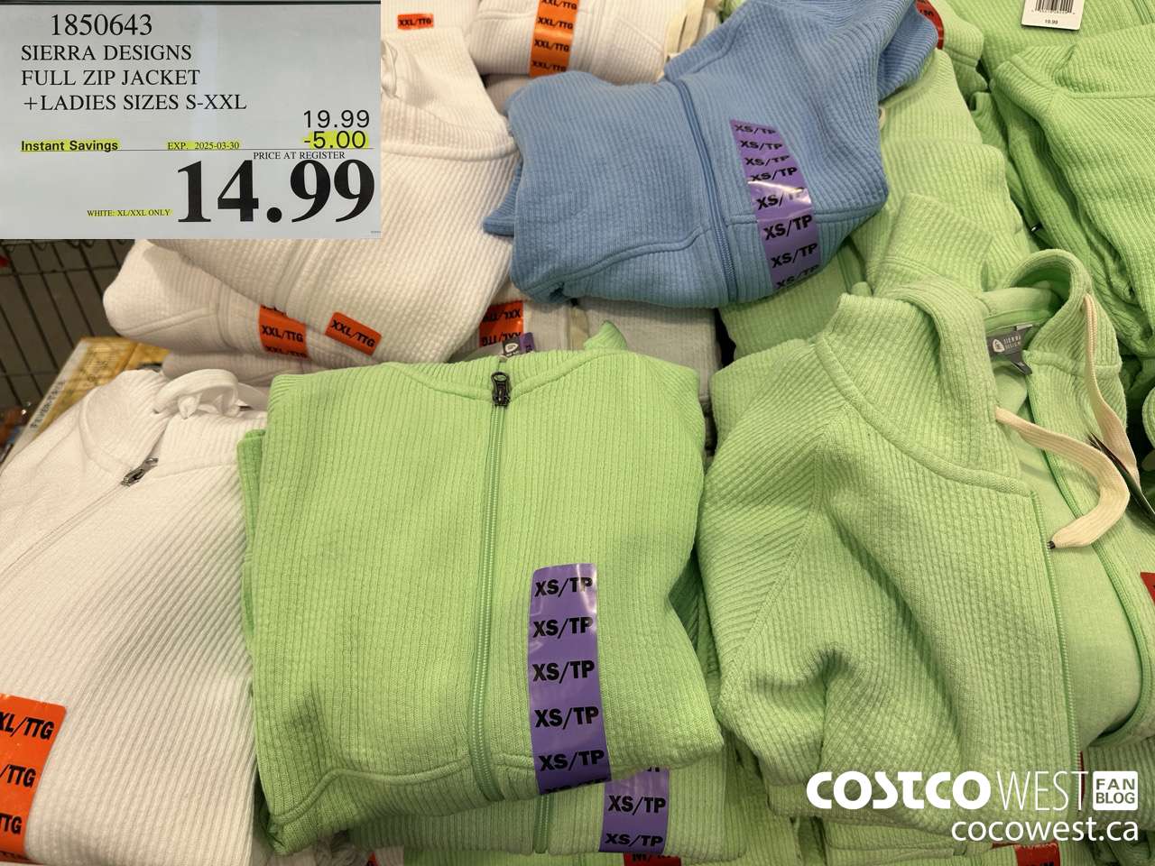 1850643 SIERRA DESIGNS FULL ZIP JACKET LADIES SIZES XS-XL ($5.00 INSTANT SAVINGS EXPIRES ON 2025-03-30) $14.99